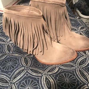 Ilana Fringe Suede Bootie, Dark Gray Frye Bootie